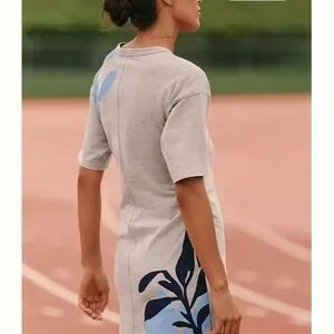 Anthropologie Stylish Gray and Blue Graphic Mini Dress